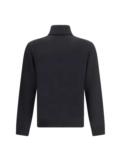 Roberto Collina Anthracite Grey Wool Turtleneck Sweater In Black