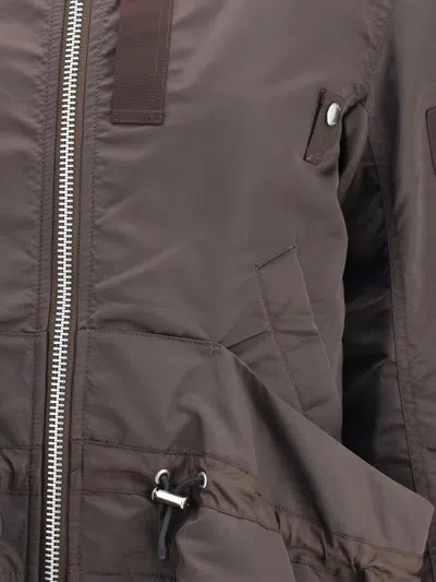 Sacai Drawstring-detail Bomber Jacket In Brown
