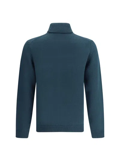 Roberto Collina High-neck Knitted Sweater In Blue