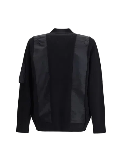 Sacai Zip-up Bomber Jacket In Black