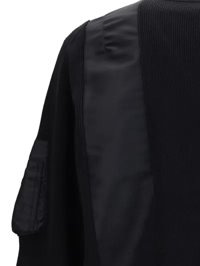 Sacai Zip-up Bomber Jacket In Black