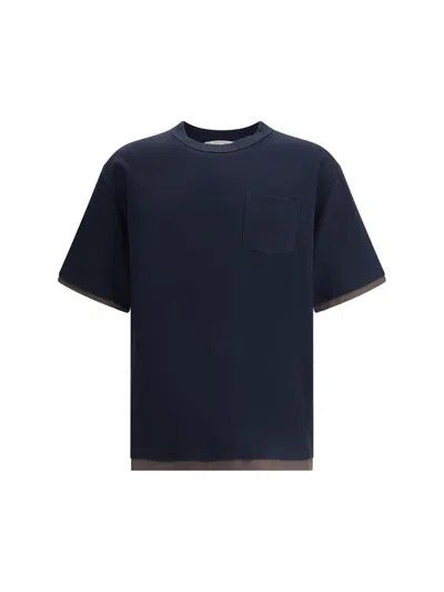 Sacai Men S Cotton Jersey T-shirt Navy In Black
