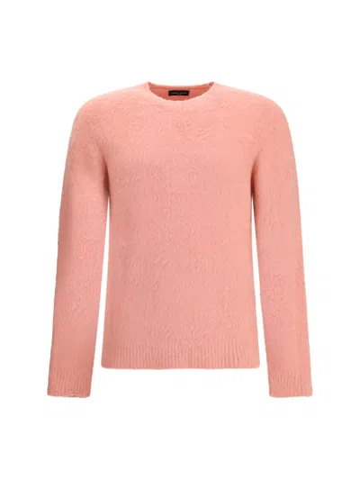Roberto Collina Long Sleeves Pressed Gauze Round Neck Sweater Clothing In Pink