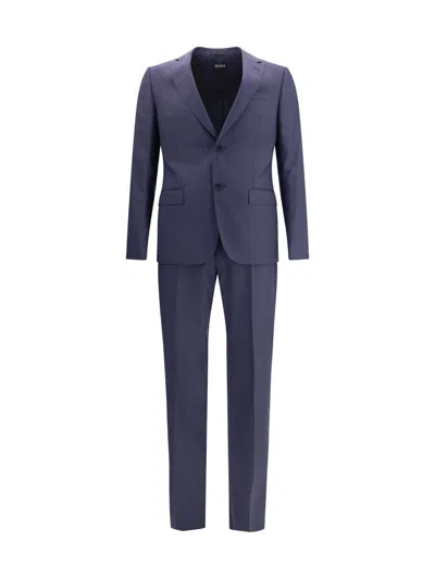 Zegna Two-button Wool Suit In Blue
