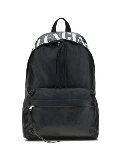 Balenciaga Crinkle Effect Backpack In Black