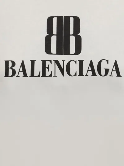 Balenciaga Cotton Tshirt With Logo Print In Gray