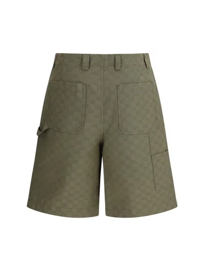 Gucci Mens Rusty Green Regular-fit Monogram Cotton-blend Shorts In Green