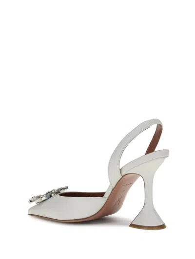 Amina Muaddi Begum Satin Slingback Pumps White In White
