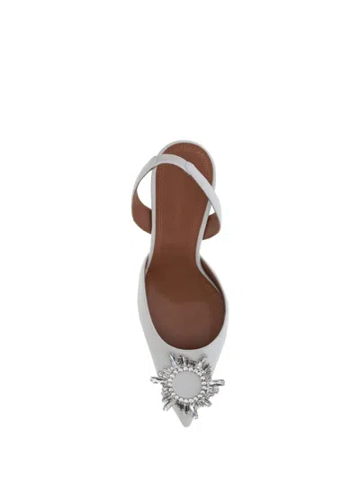 Amina Muaddi Begum Satin Slingback Pumps White In White