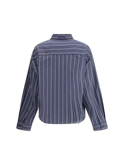 Balenciaga Striped Shirt In Blue