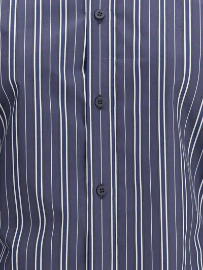Balenciaga Striped Shirt In Blue