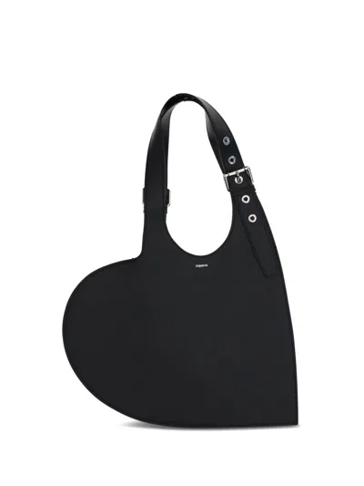 Coperni Heart-shaped Black Calf Leather Tote With Adjustable Handle In Black