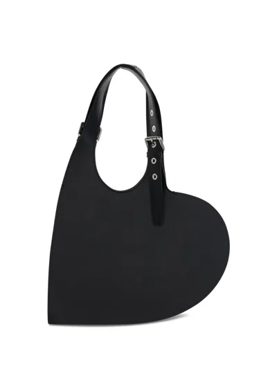 Coperni Heart-shaped Black Calf Leather Tote With Adjustable Handle In Black