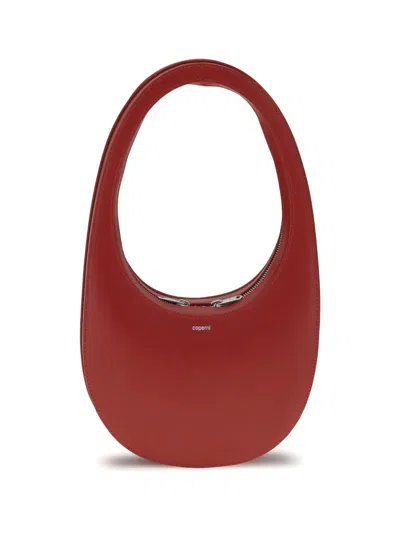 Coperni Swipe Oval-frame Zip Shoulder Bag In Red
