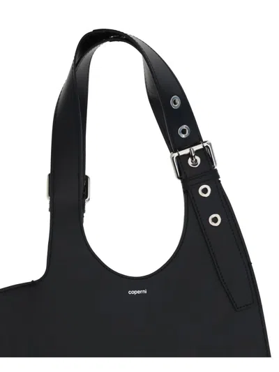 Coperni Heart-shaped Black Calf Leather Tote With Adjustable Handle In Black