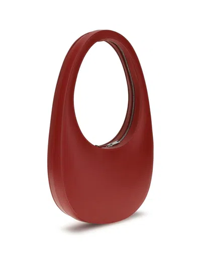 Coperni Swipe Oval-frame Zip Shoulder Bag In Red