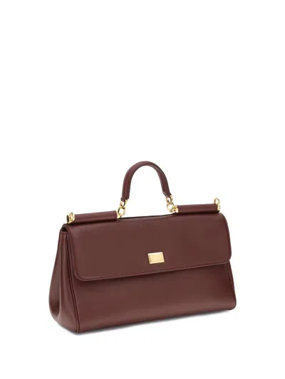 Dolce & Gabbana Plum Leather My Sicily Handbag In Burgundy