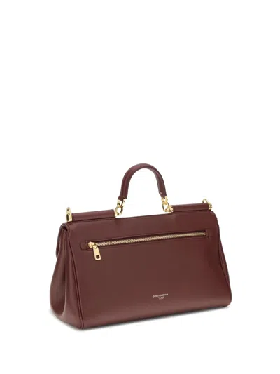 Dolce & Gabbana Plum Leather My Sicily Handbag In Burgundy
