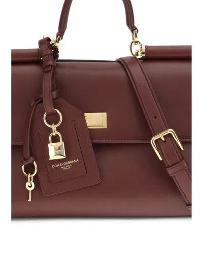 Dolce & Gabbana Plum Leather My Sicily Handbag In Burgundy
