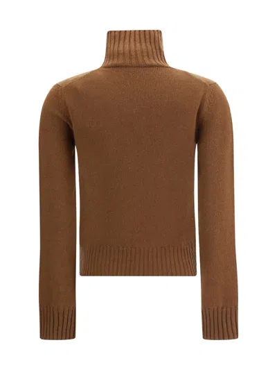 Ami Alexandre Mattiussi Ami Paris Women Ami De Coeur Turtleneck Sweater In Brown