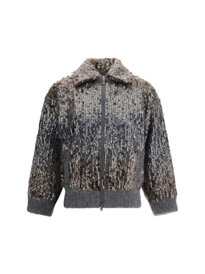 Brunello Cucinelli Women Sequined Cardigan In Gray