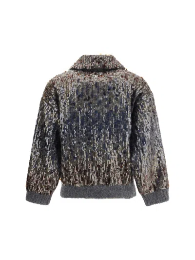 Brunello Cucinelli Women Sequined Cardigan In Gray