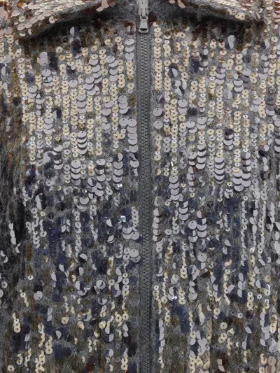 Brunello Cucinelli Women Sequined Cardigan In Gray