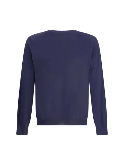 Brunello Cucinelli Men Ultrafine Virgin Wool Sweater In Blue