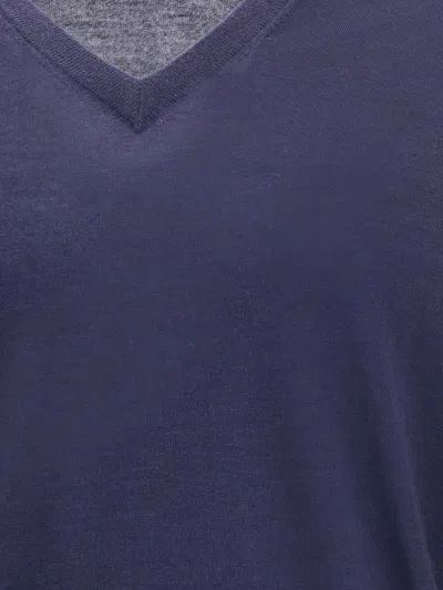 Brunello Cucinelli Men Ultrafine Virgin Wool Sweater In Blue
