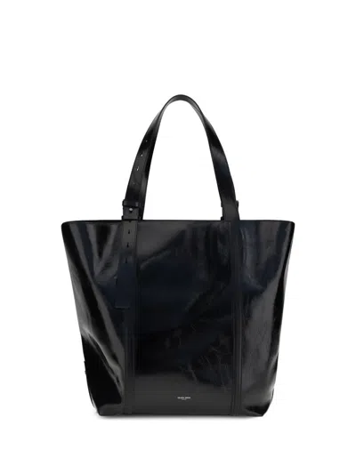 Golden Goose Adjustable Strap Shoulder Bag With High Shine Finish In Black