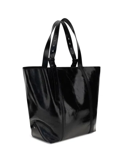Golden Goose Adjustable Strap Shoulder Bag With High Shine Finish In Black
