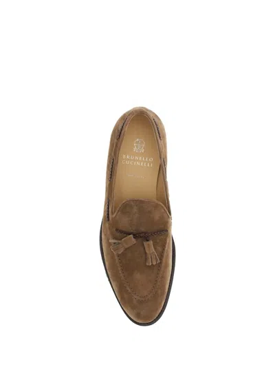 Brunello Cucinelli Suede Loafers In Brown