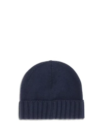 Kiton Men Wool Beanie Hat In Blue