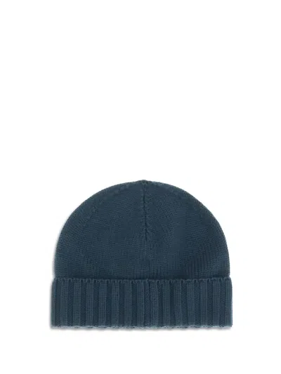 Kiton Men Wool Beanie Hat In Blue