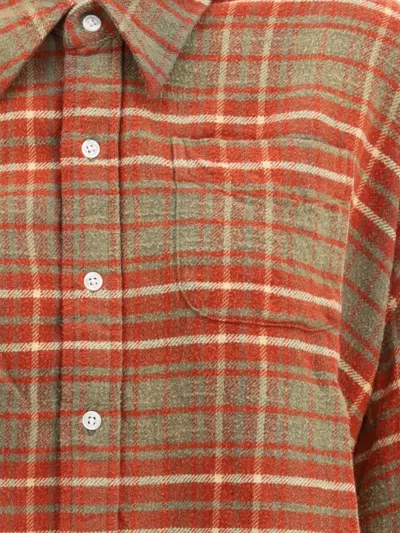 R13 Plaid Shirt With Frayed Hem In Brown