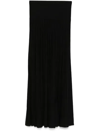 Isabel Marant Long Pleated Knit Skirt In Black