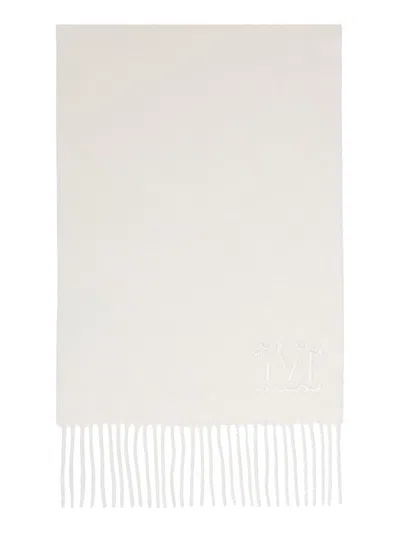 Max Mara Monogram-embroidered Cashmere Stoles Accessories In White