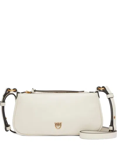 Pinko Mini Half Moon Baguette Leather Crossbody Bag In White