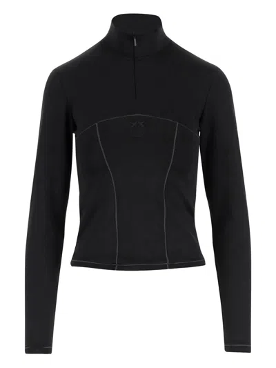 Pinko Stretch Nylon Jersey With Logo In Black