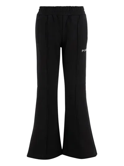 Pinko Logo-embroidered Flared Trousers In Black