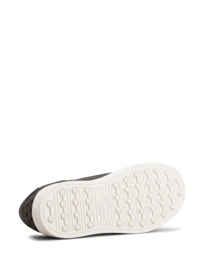 Tod's Grained Leather Round Toe Rubber Sole Sneakers In Brown