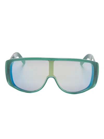 Mm6 Maison Margiela Shield Sunglasses With Wide Mirrored Arms In Blue