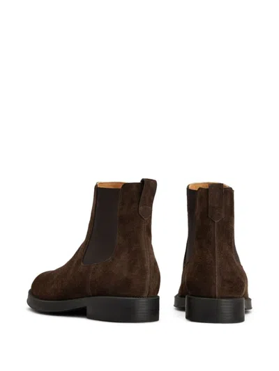 Tod's Round Toe Suede Chelsea Boots With Elastic Side Panels In Brown