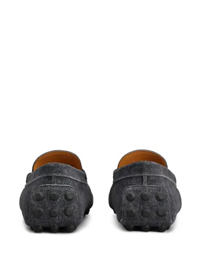 Tod's Almond Toe Leather Loafers With Penny Strap In Blue