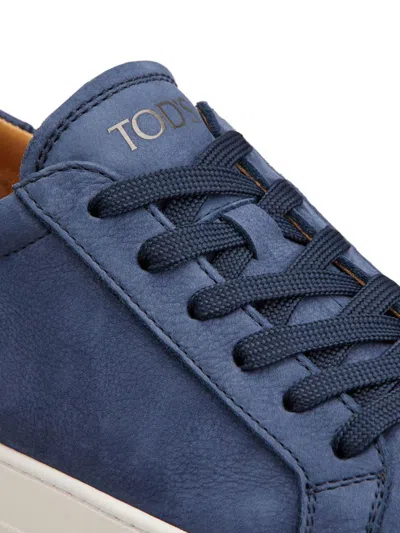 Tod's Sneakers In Nabuk Di Vitello In Blue