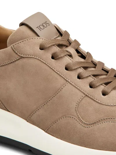 Tod's Suede Rubber Sole Sneakers In Sand