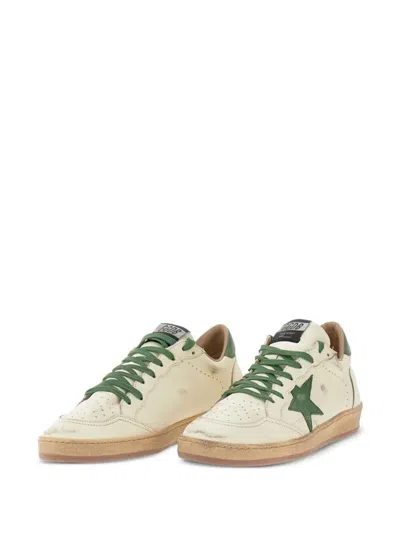 Golden Goose Ball Star Distressed Finish Leather Sneaker With Graffiti Print Shoes In White