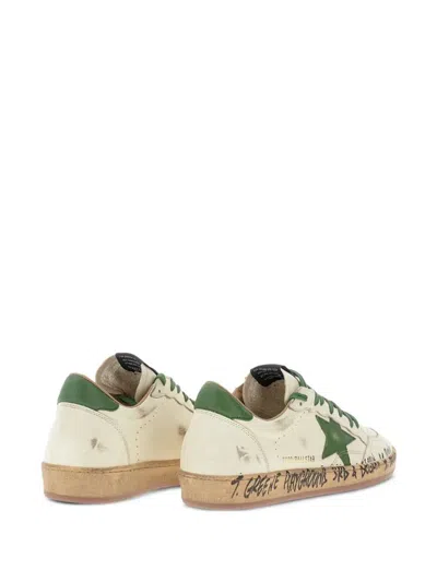 Golden Goose Ball Star Distressed Finish Leather Sneaker With Graffiti Print Shoes In White