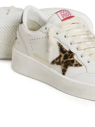 Golden Goose Ball Star Sneakers With Leopard Pony Skin Star And Black Laminated Leather Heel Tab Sho In White