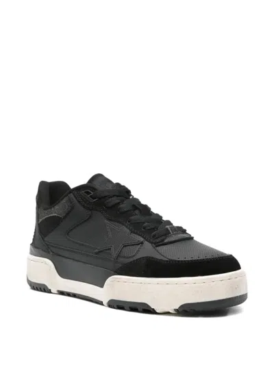 Golden Goose Low Top Leather Sneakers With Contrast Sole In Black